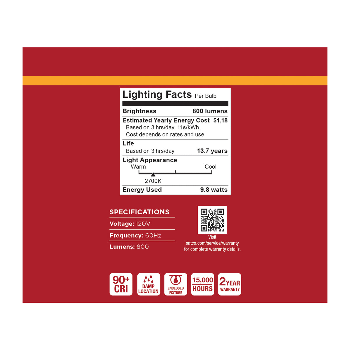 9.8 Watt LED A19 - 2700K CCT - Medium Base - Plastic - 120 Volt - 12-Pack