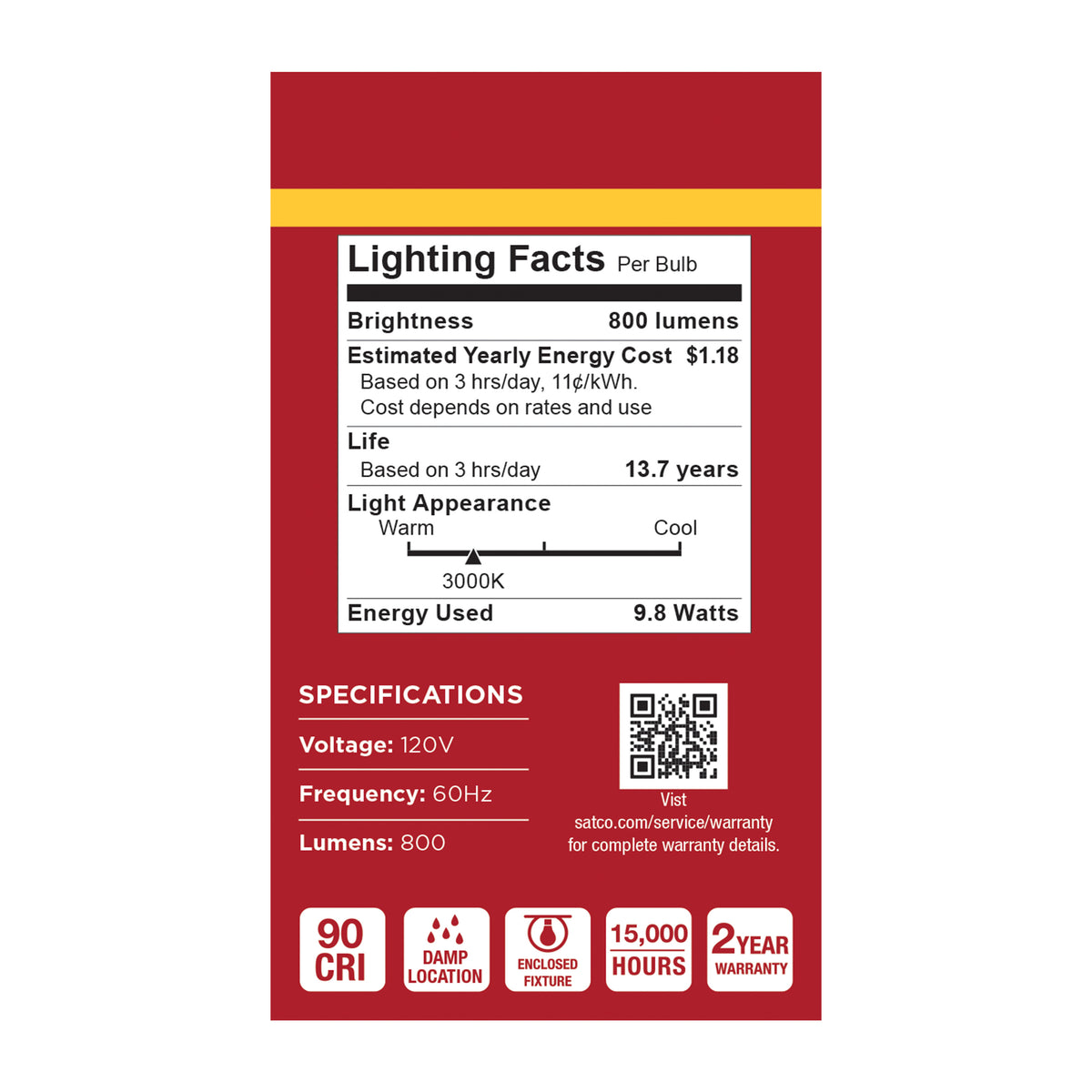 9.8 Watt LED A19 - 3000K CCT - Medium Base - Plastic - 120 Volt - 1-Pack