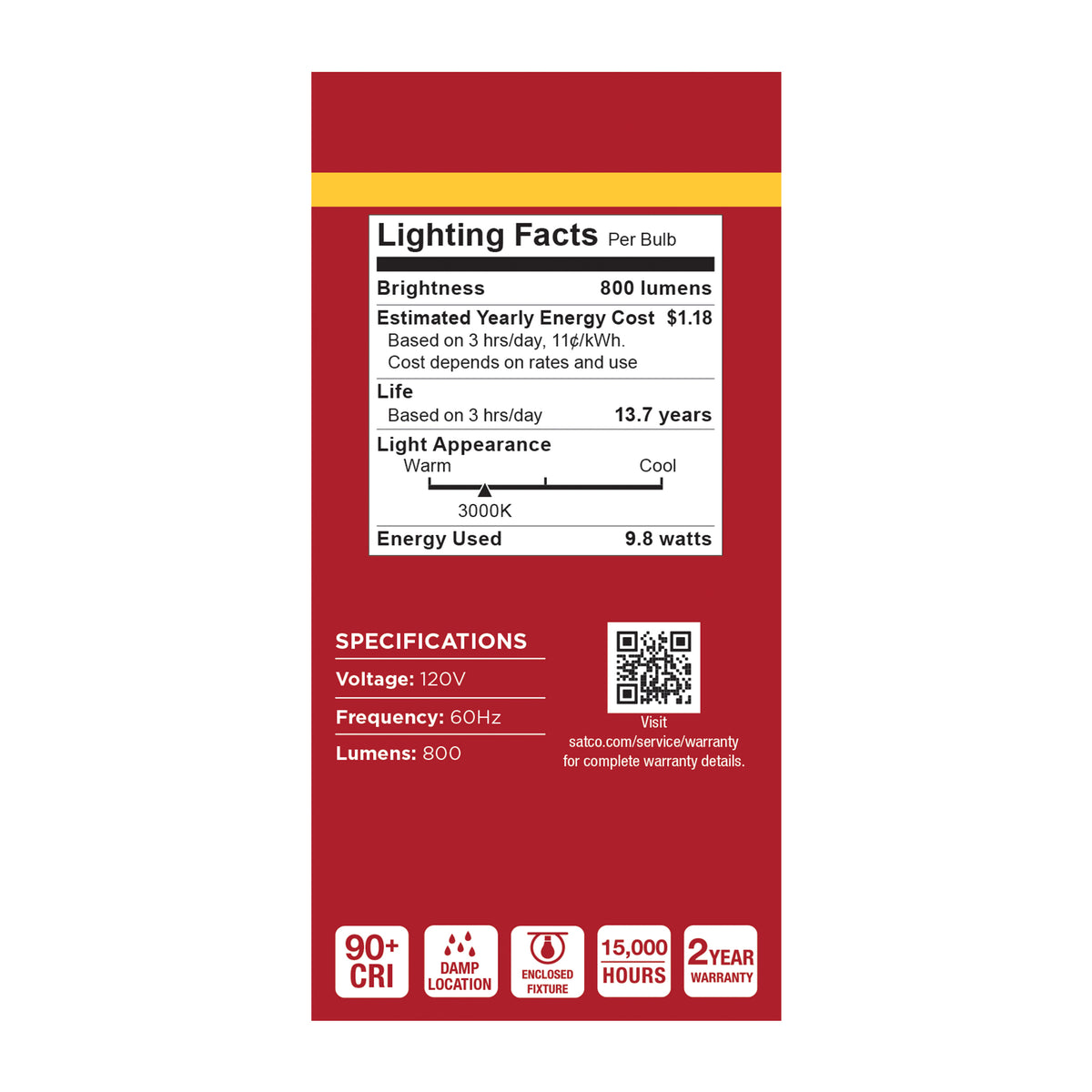 9.8 Watt LED A19 - 3000K CCT - Medium Base - Plastic - 120 Volt - 4-Pack