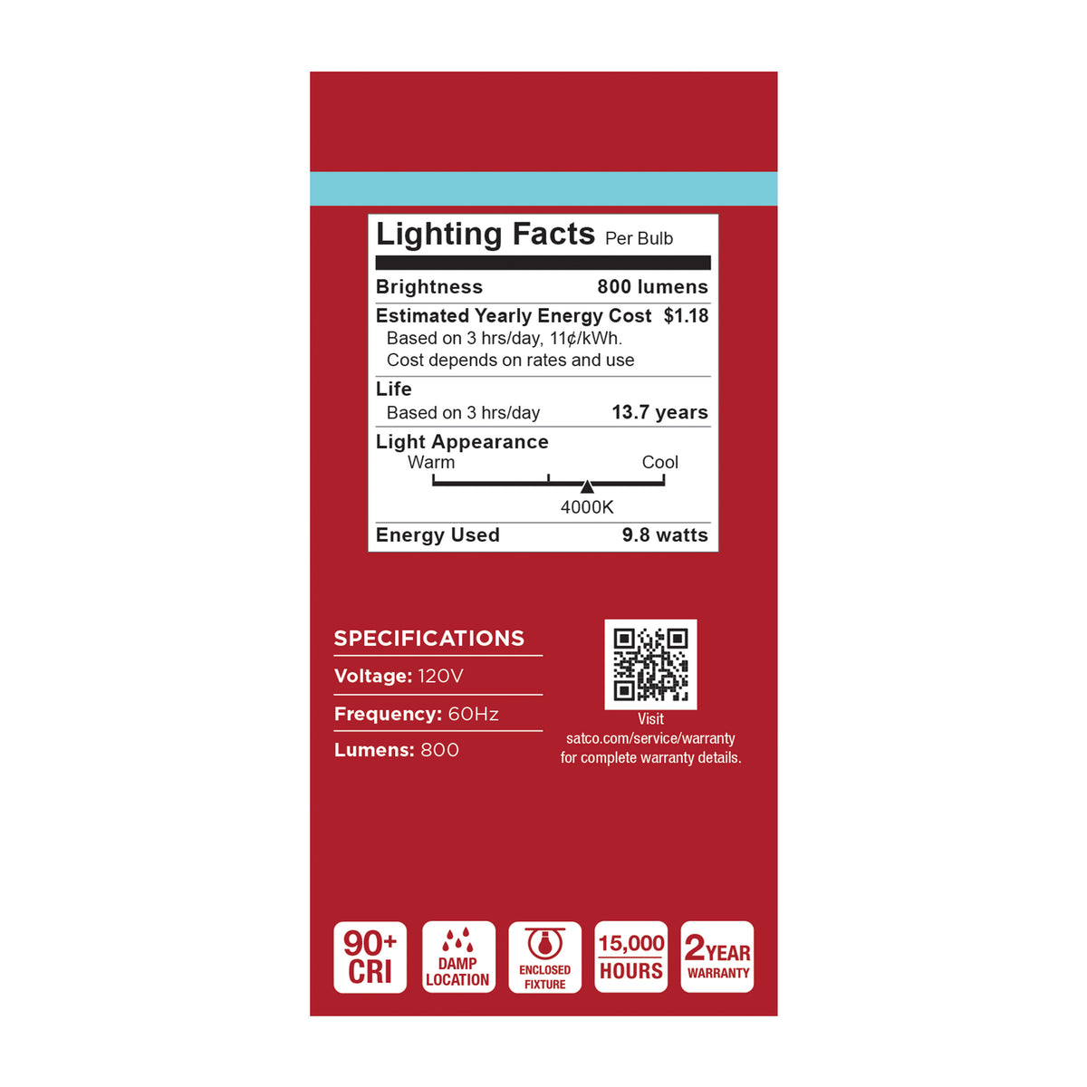 9.8 Watt LED A19 - 4000K CCT - Medium Base - Plastic - 120 Volt - 4-Pack