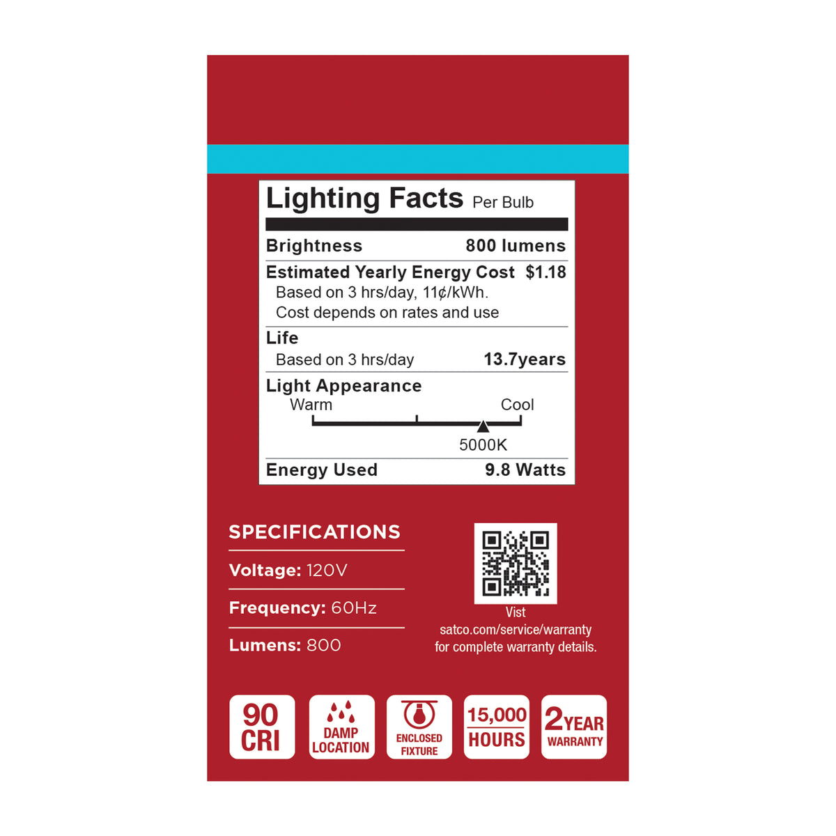 9.8 Watt LED A19 - 5000K CCT - Medium Base - Plastic - 120 Volt - 1-Pack