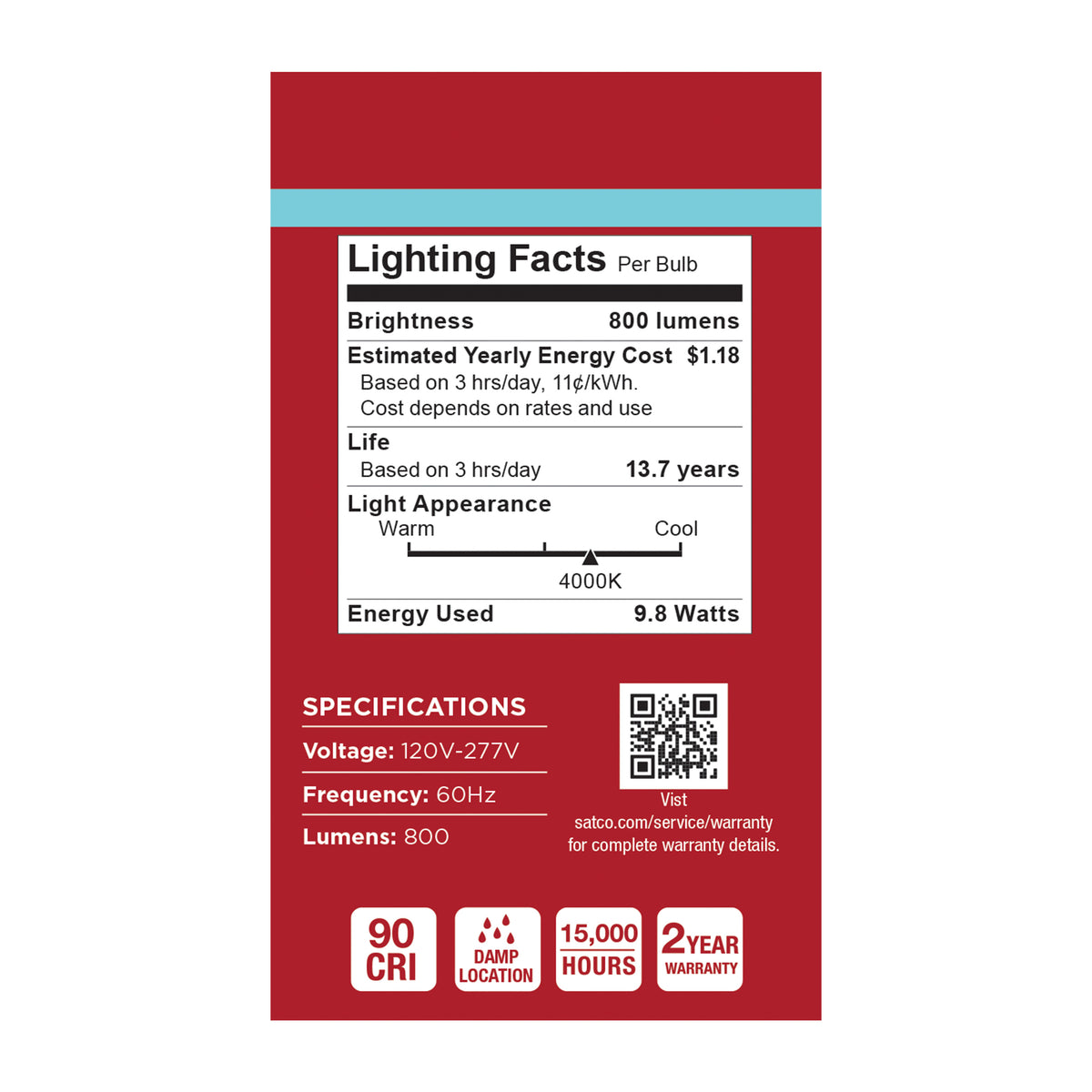 9.8 Watt LED A19 - 4000K CCT - Medium Base - Plastic - 120-277 Volt - 1-Pack
