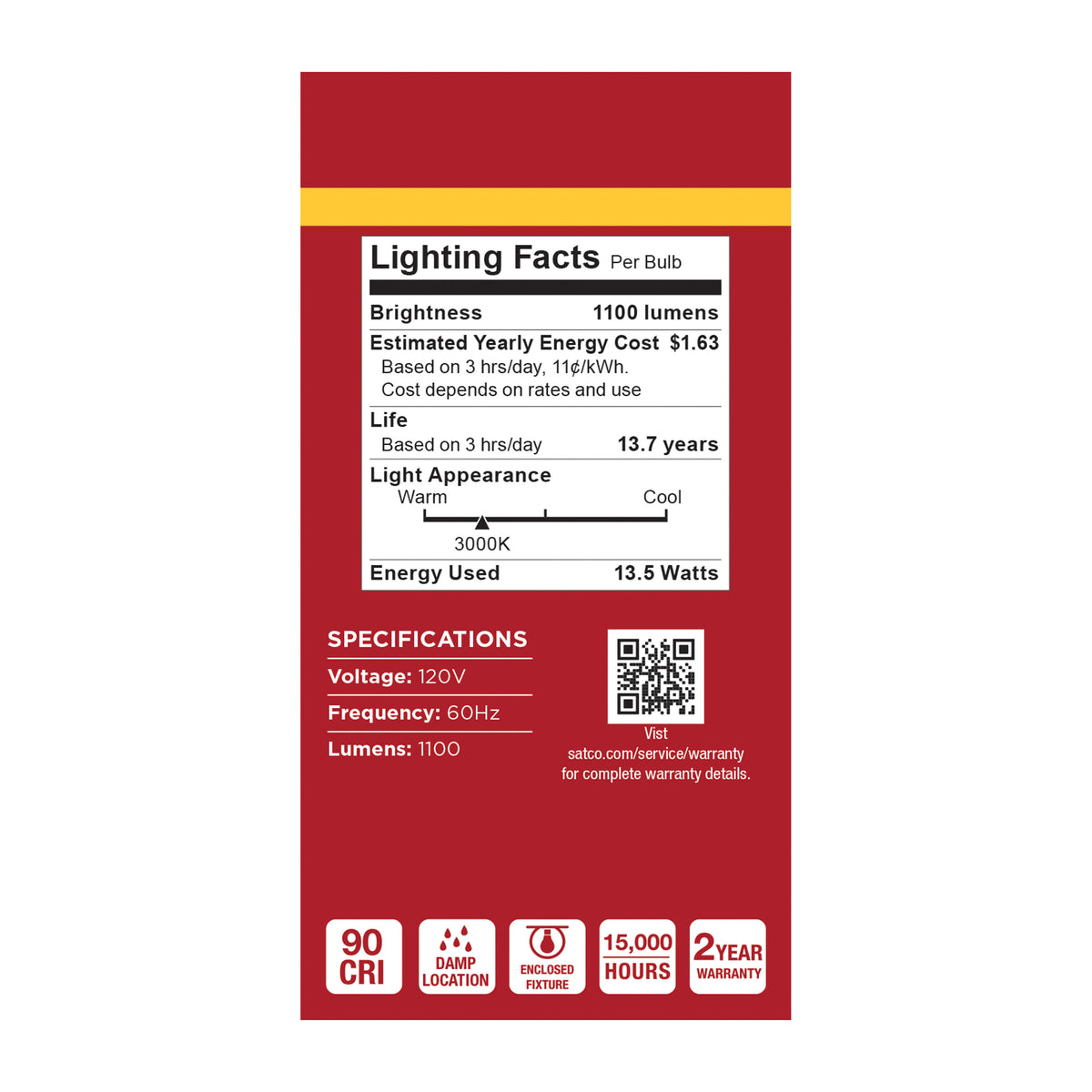 13.5 Watt LED A19 - 3000K CCT - Medium Base - Plastic - 120 Volt - 1-Pack
