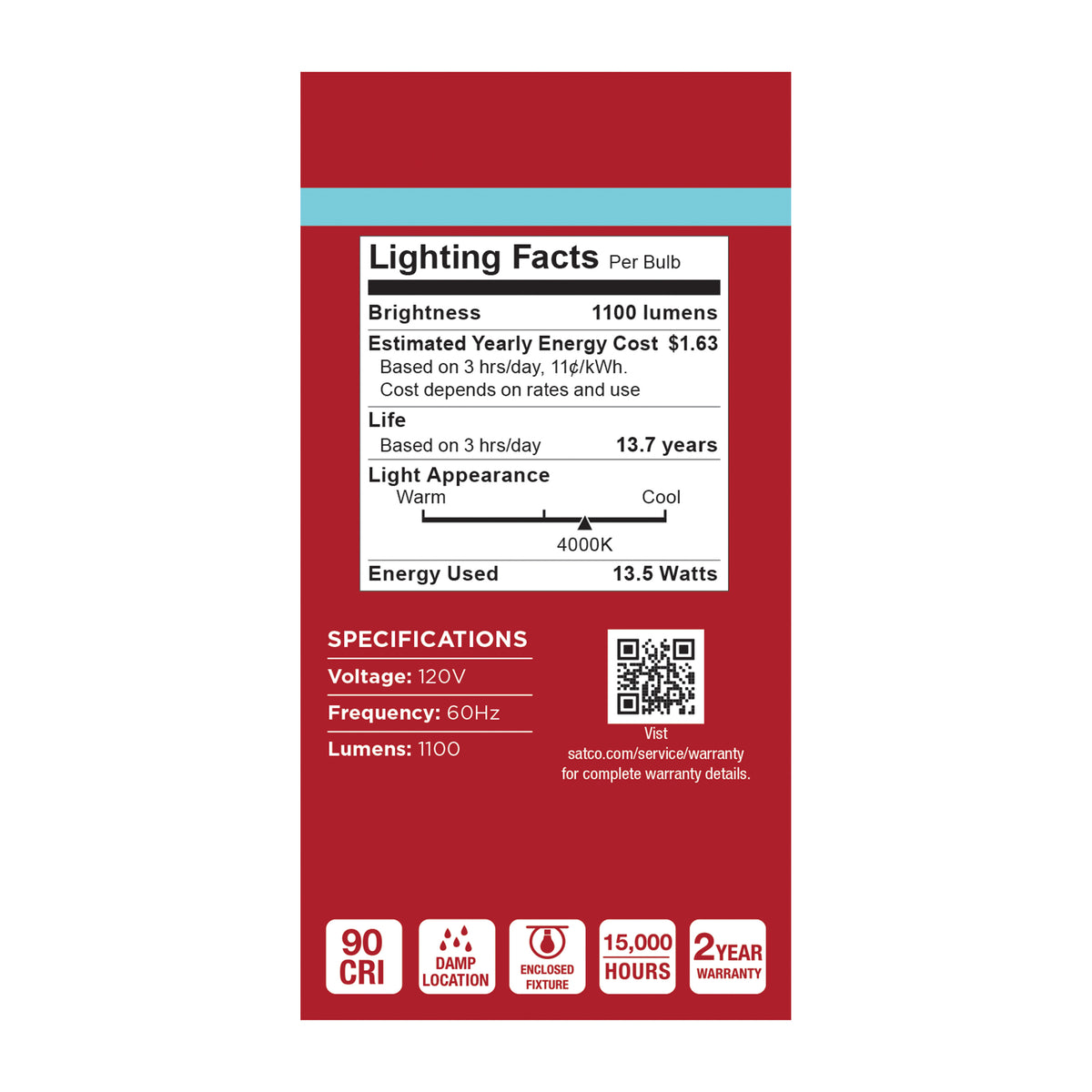 13.5 Watt LED A19 - 4000K CCT - Medium Base - Plastic - 120 Volt - 1-Pack