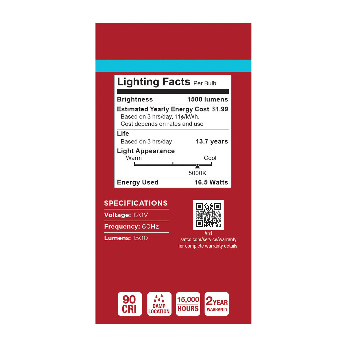 16.5 Watt LED A19 - 5000K CCT - Medium Base - Plastic - 120 Volt - 1-Pack
