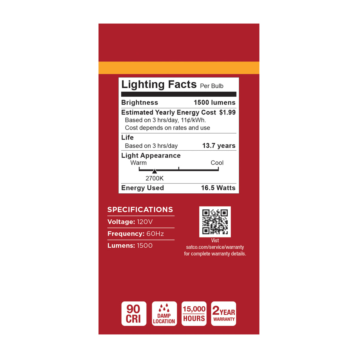 16.5 Watt LED A19 - 2700K CCT - Medium Base - Plastic - 120 Volt - 1-Pack