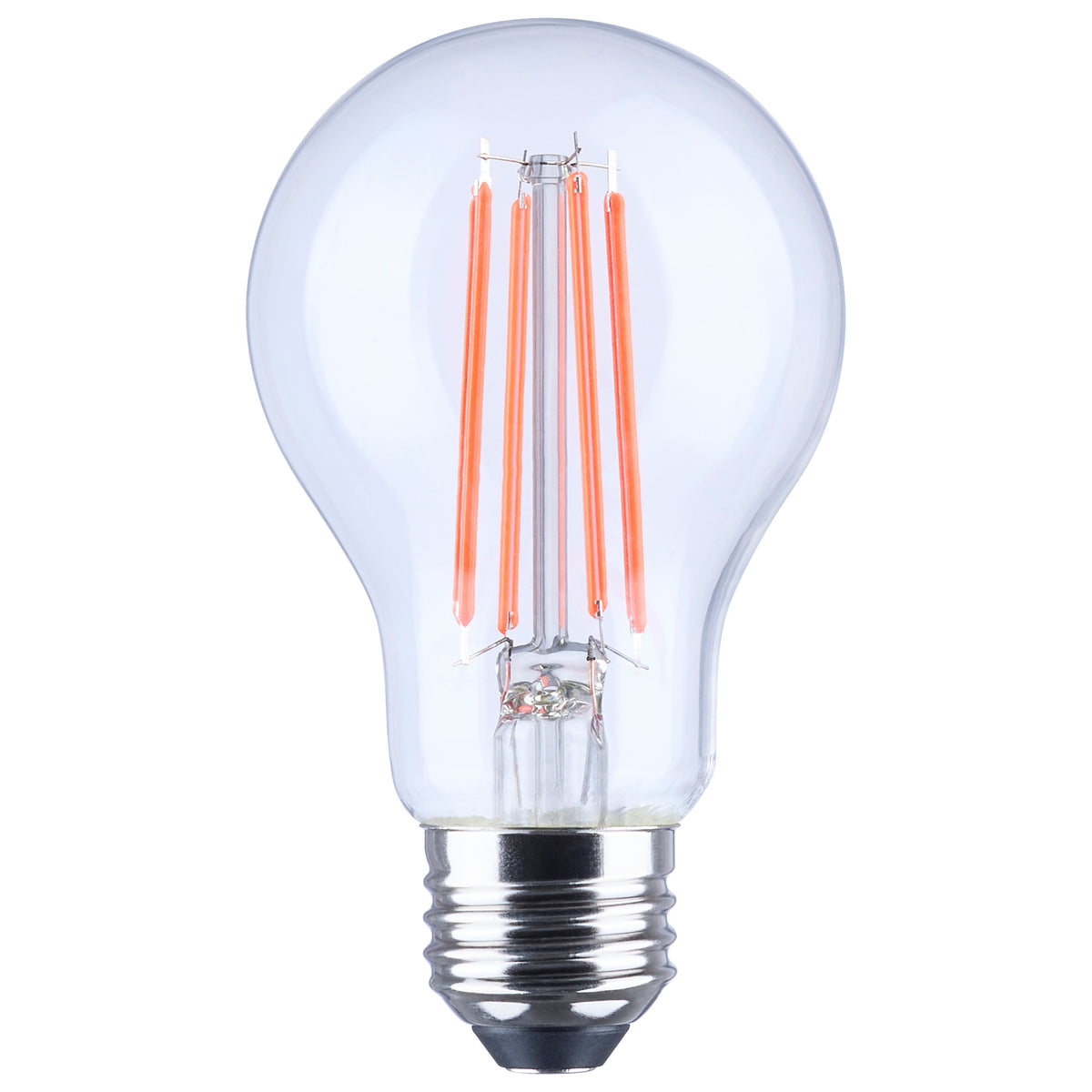 8 Watt LED A19 - Straight Filament - Red Light - Glass - 120 Volt - 1-Pack bulb or fixture view