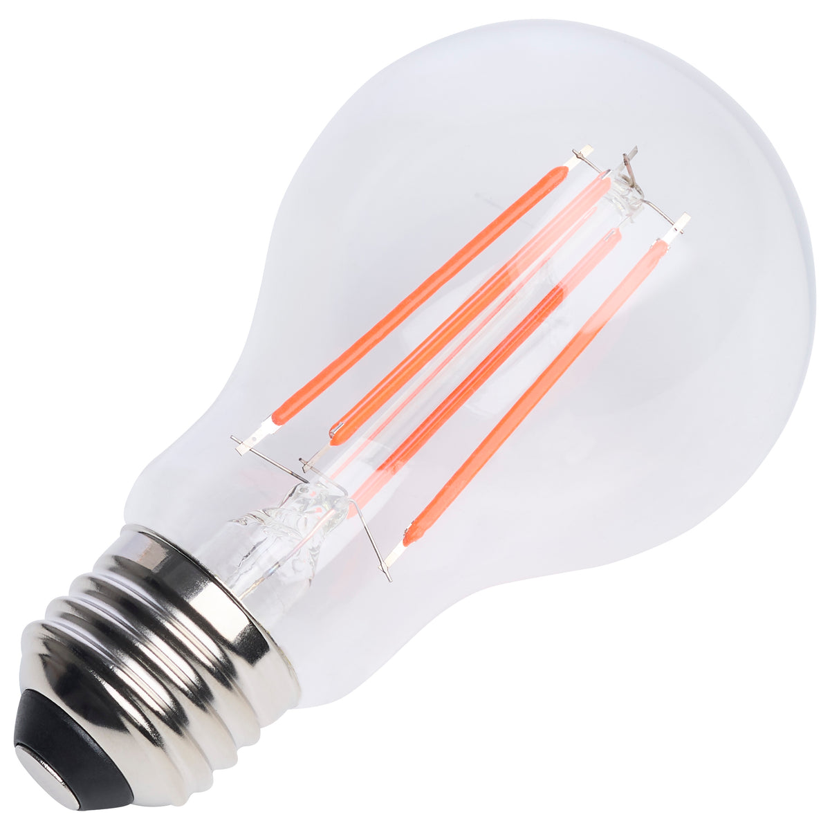 8 Watt LED A19 - Straight Filament - Red Light - Glass - 120 Volt - 1-Pack