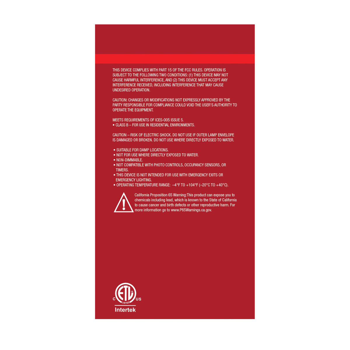 8 Watt LED A19 - Straight Filament - Red Light - Glass - 120 Volt - 1-Pack