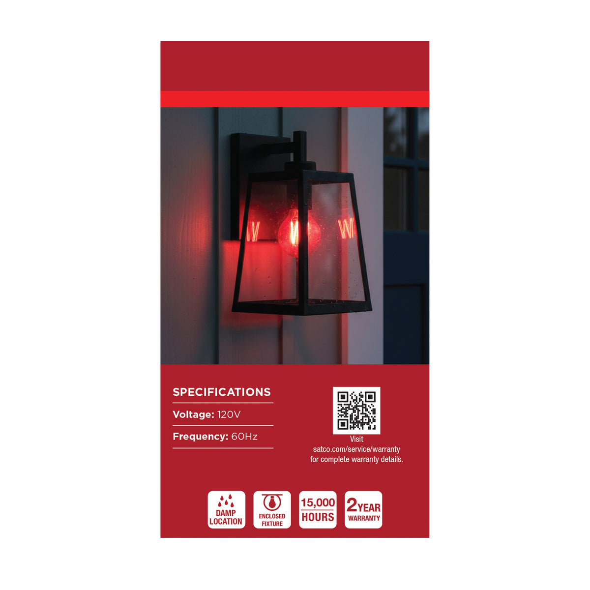 8 Watt LED A19 - Straight Filament - Red Light - Glass - 120 Volt - 1-Pack