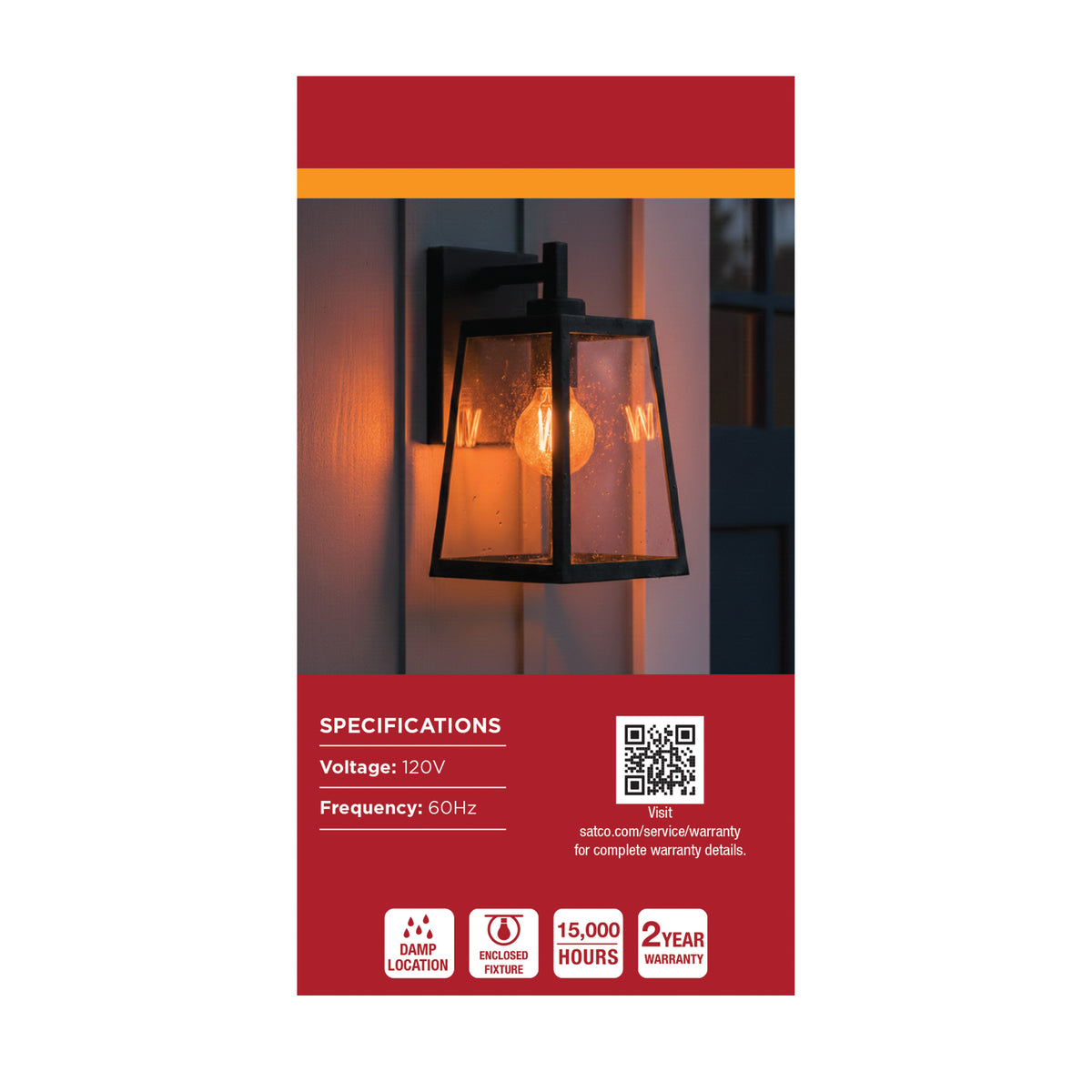 8 Watt LED A19 - Straight Filament - Orange Light - Glass - 120 Volt - 1-Pack
