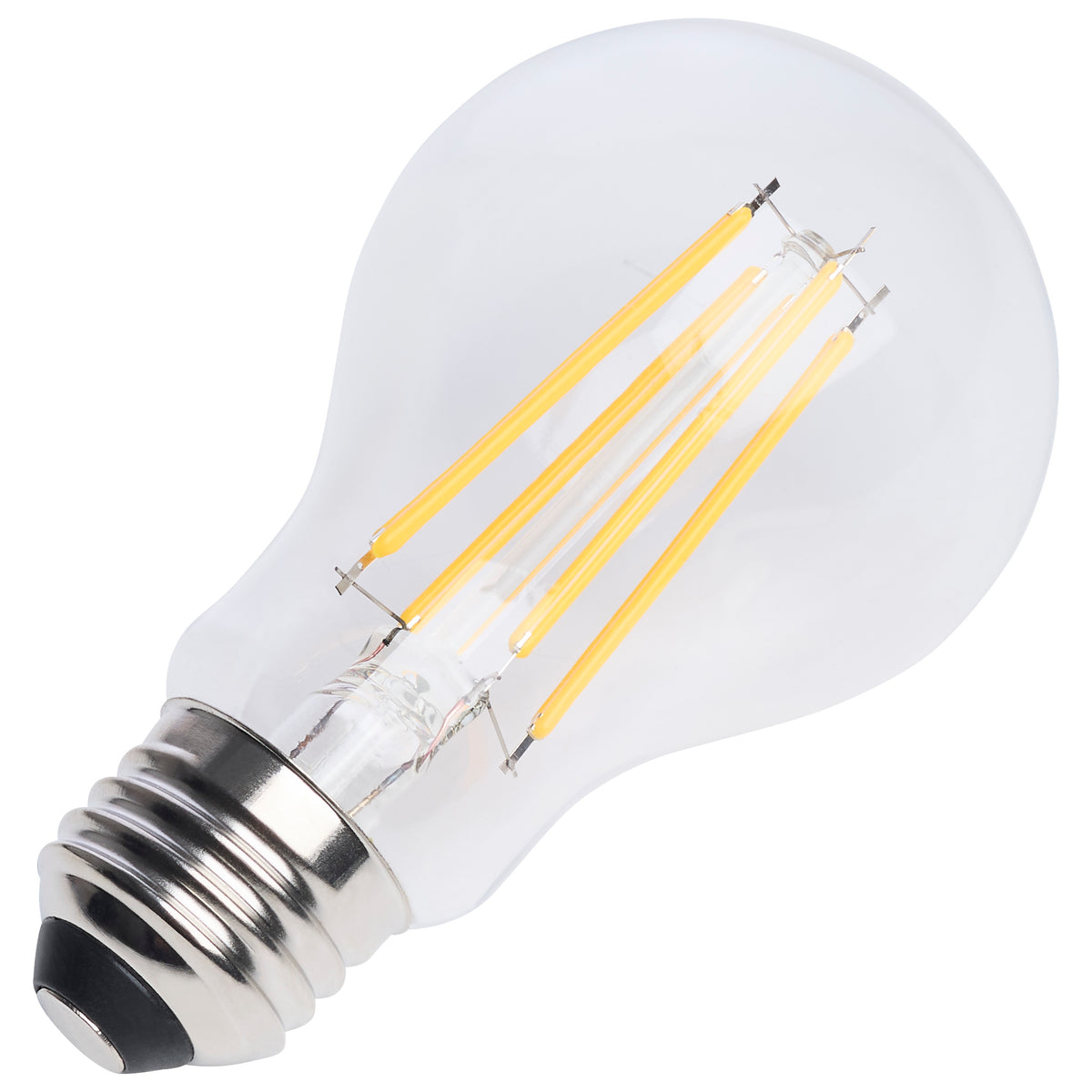 8 Watt LED A19 - Straight Filament - Yellow Light - Glass - 120 Volt - 1-Pack