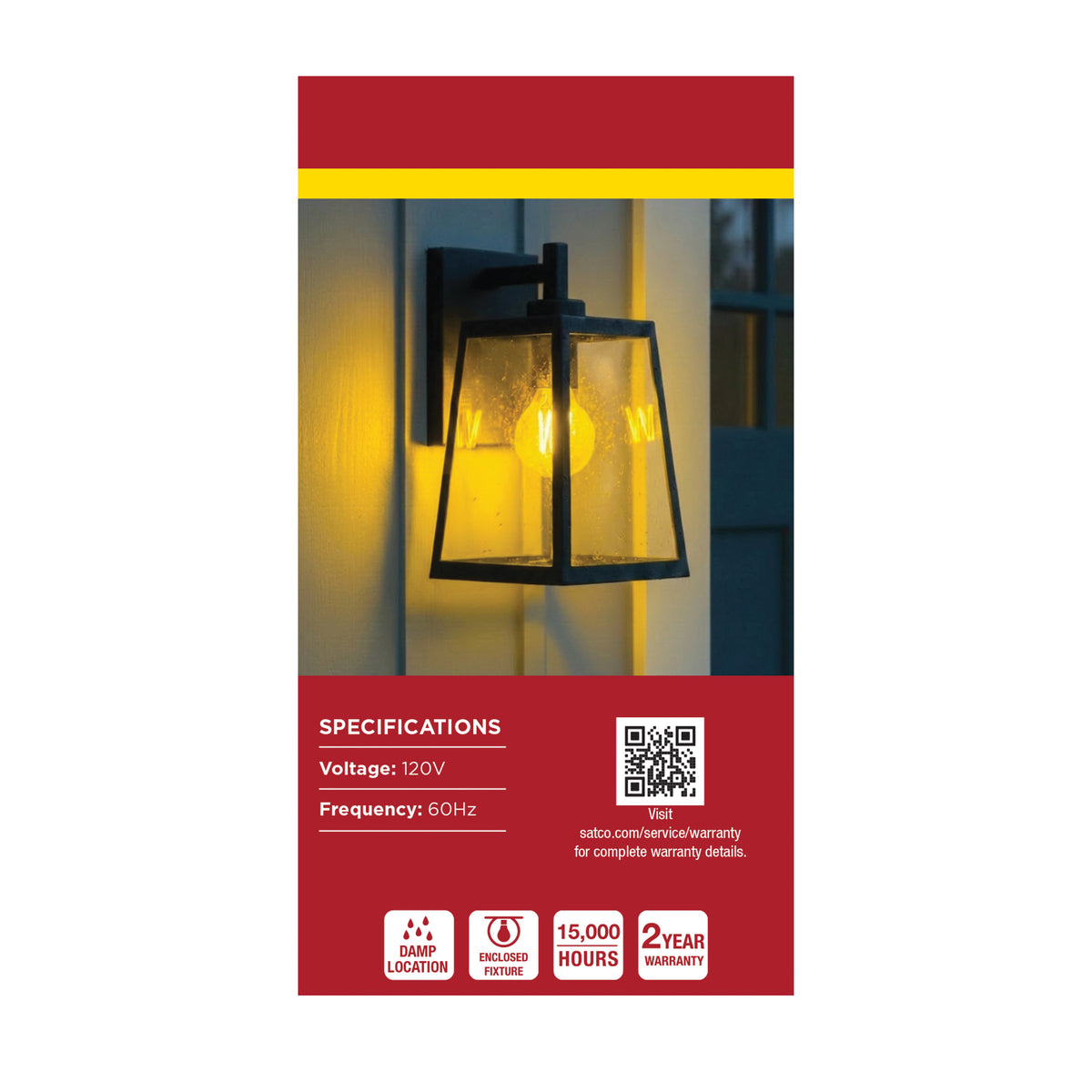 8 Watt LED A19 - Straight Filament - Yellow Light - Glass - 120 Volt - 1-Pack