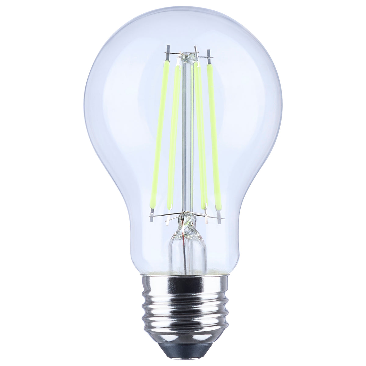 8 Watt LED A19 - Straight Filament - Green Light - Glass - 120 Volt - 1-Pack