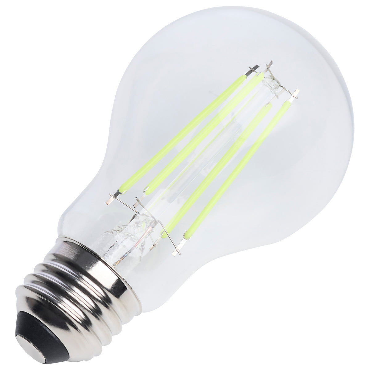 8 Watt LED A19 - Straight Filament - Green Light - Glass - 120 Volt - 1-Pack