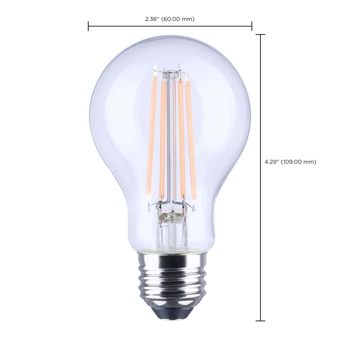 8 Watt LED A19 - Straight Filament - Purple Light - Glass - 120 Volt - 1-Pack
