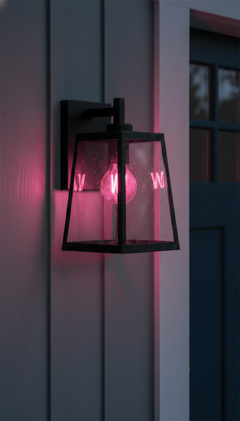 8 Watt LED A19 - Straight Filament - Pink Light - Glass - 120 Volt - 1-Pack