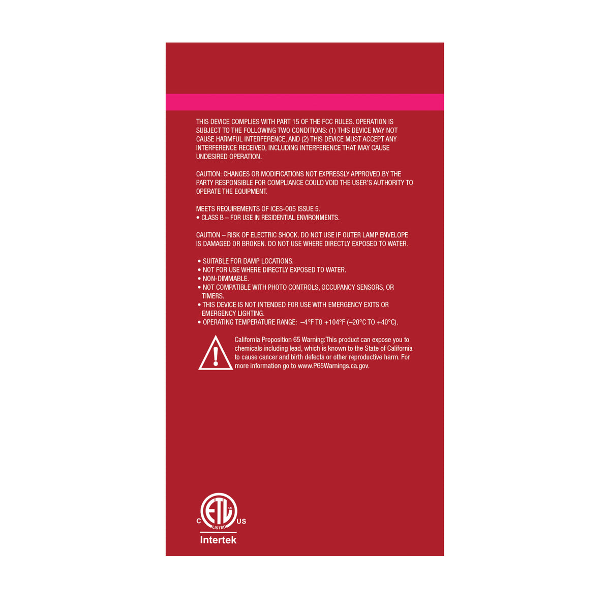 8 Watt LED A19 - Straight Filament - Pink Light - Glass - 120 Volt - 1-Pack