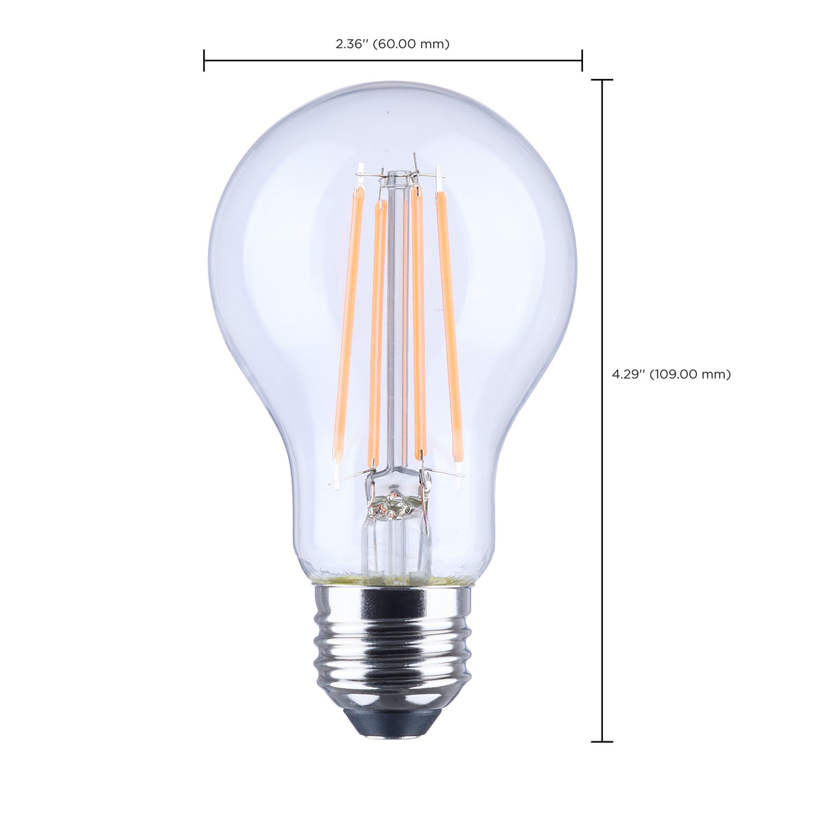 8 Watt LED A19 - Straight Filament - Pink Light - Glass - 120 Volt - 1-Pack