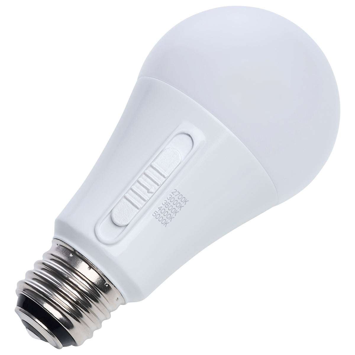 13.5/10/5 Watt LED A19 Three-Way Lamp - 27K/3K/35K/4K/5K CCT - Lumens Selectable - Medium Double Contact Base - Plastic - 120 Volt - 1-Pack