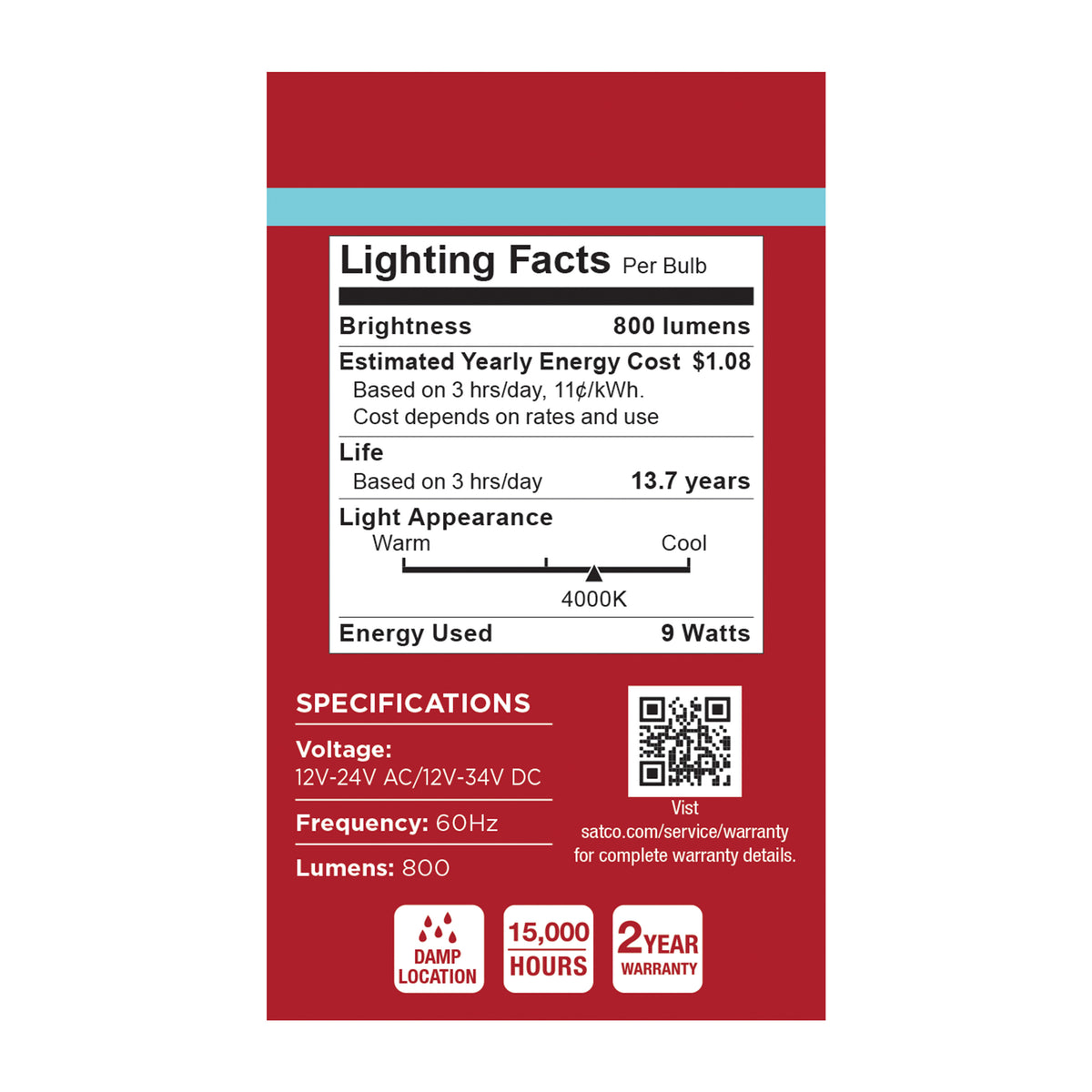 9 Watt LED A19 - 4000K CCT - Medium Base - Plastic - 12-24 Volt AC - 12-34 Volt DC - 1-Pack