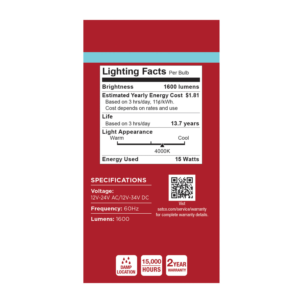 15 Watt LED A19 - 4000K CCT - Medium Base - Plastic - 12-24 Volt AC - 12-34 Volt DC - 1-Pack