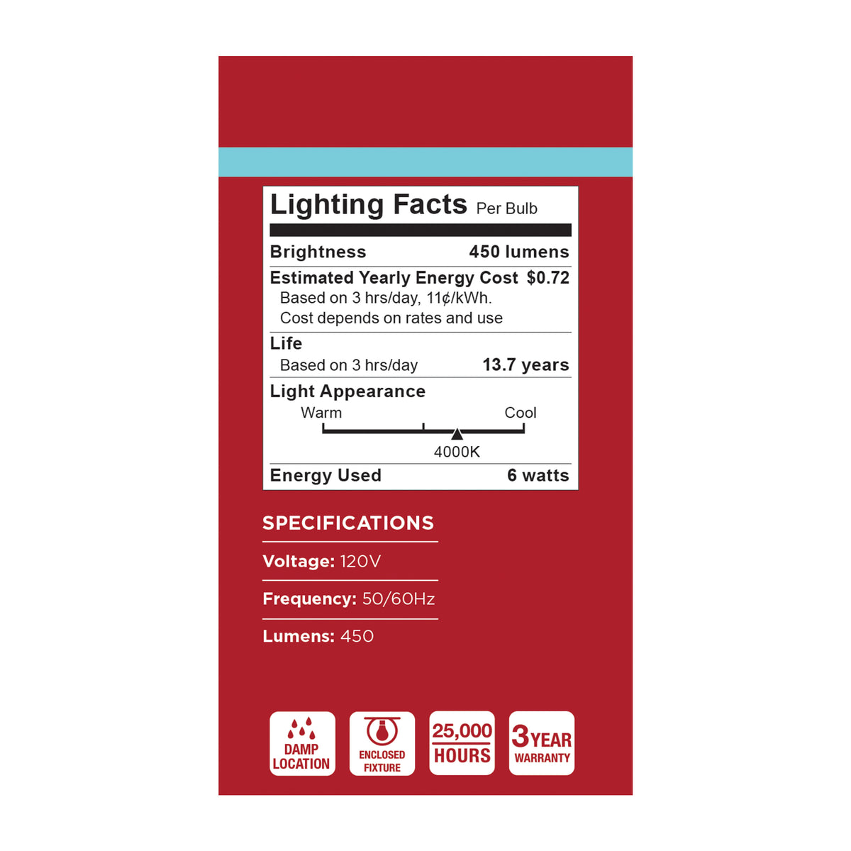 6 Watt A19 LED - 4000K CCT - 80 CRI - Medium Base - Plastic - Dimmable - 120 Volt