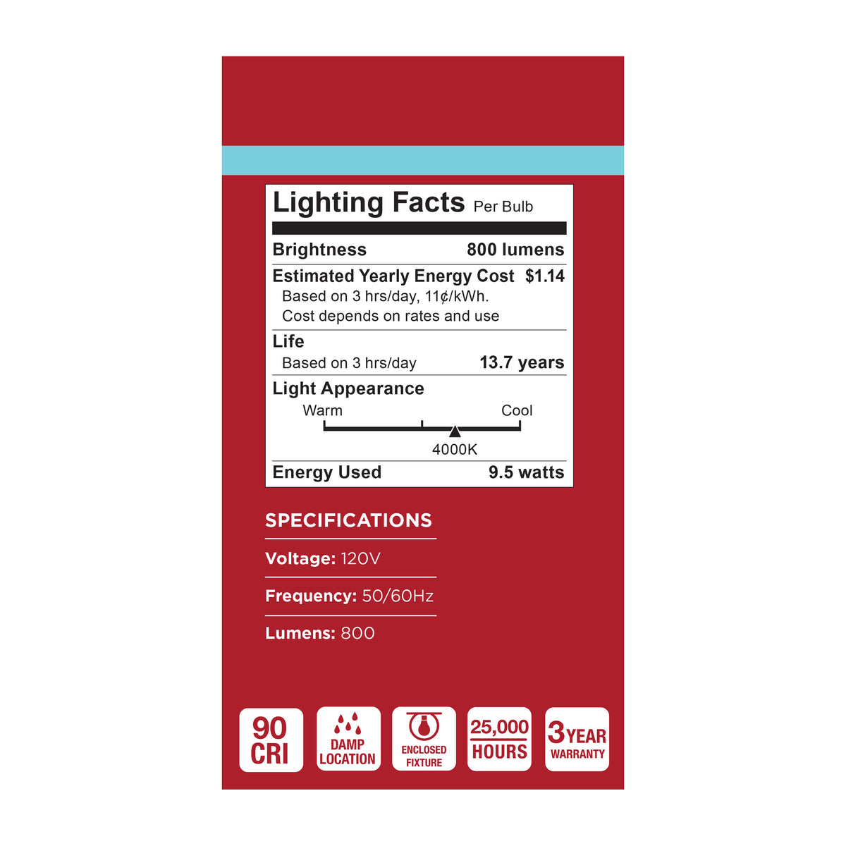 9.5 Watt A19 LED - 4000K CCT - 90 CRI - Medium Base - Plastic - Dimmable - 120 Volt