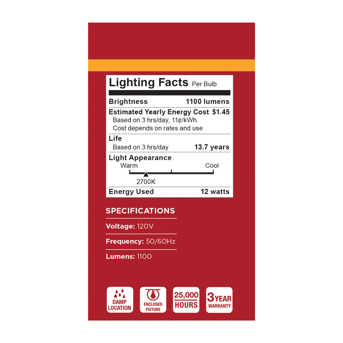 12 Watt A19 LED - 2700K CCT - 80 CRI - Medium Base - Plastic - Dimmable - 120 Volt