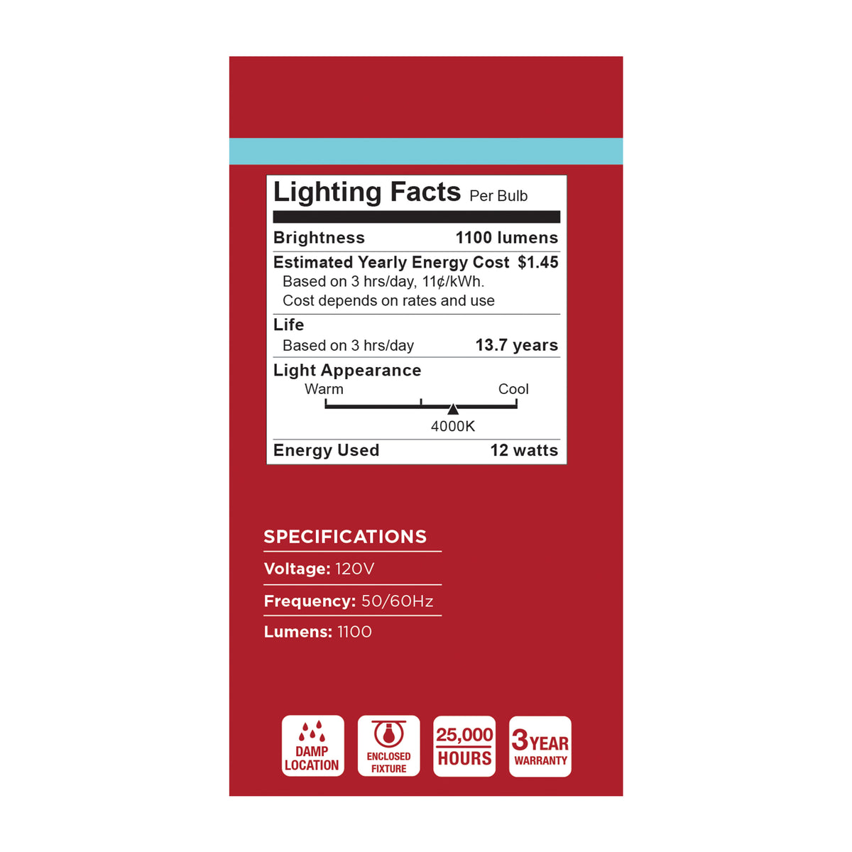12 Watt A19 LED - 4000K CCT - 80 CRI - Medium Base - Plastic - Dimmable - 120 Volt - 4-Pack