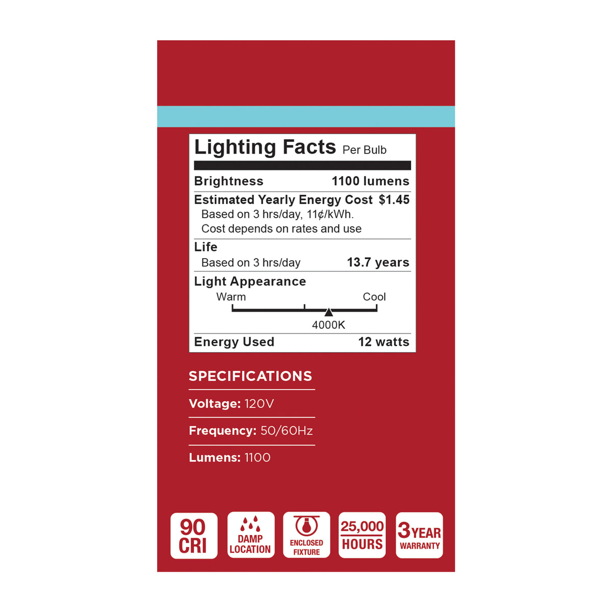 12 Watt A19 LED - 4000K CCT - 90 CRI - Medium Base - Plastic - Dimmable - 120 Volt