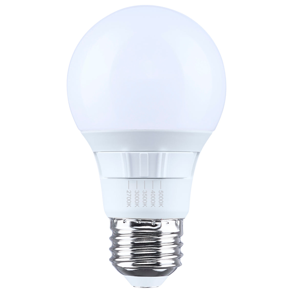 6 Watt A19 LED - 27K/30K/35K/40K/50K - 90 CRI - Medium Base - Plastic - Dimmable - 120 Volt bulb or fixture view