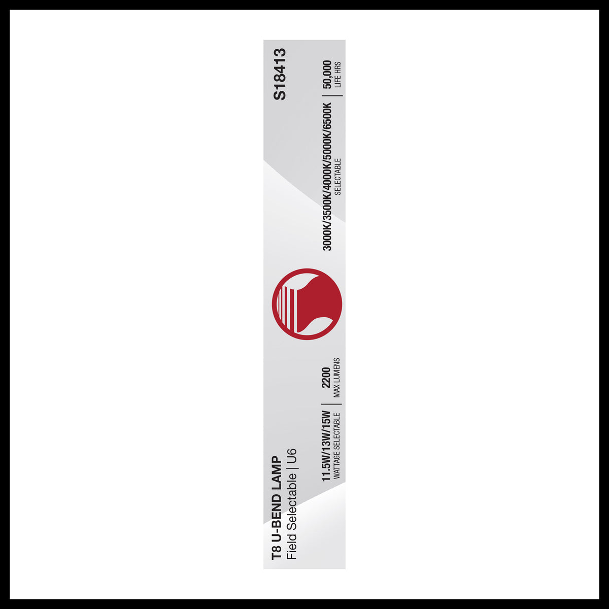11.5/13/15 Wattage Selectable T8 U-Bend LED - 30K/35K/40K/50K/65K CCT Selectable - 6-Inch - Frost Finish - 120-277 Range Voltage