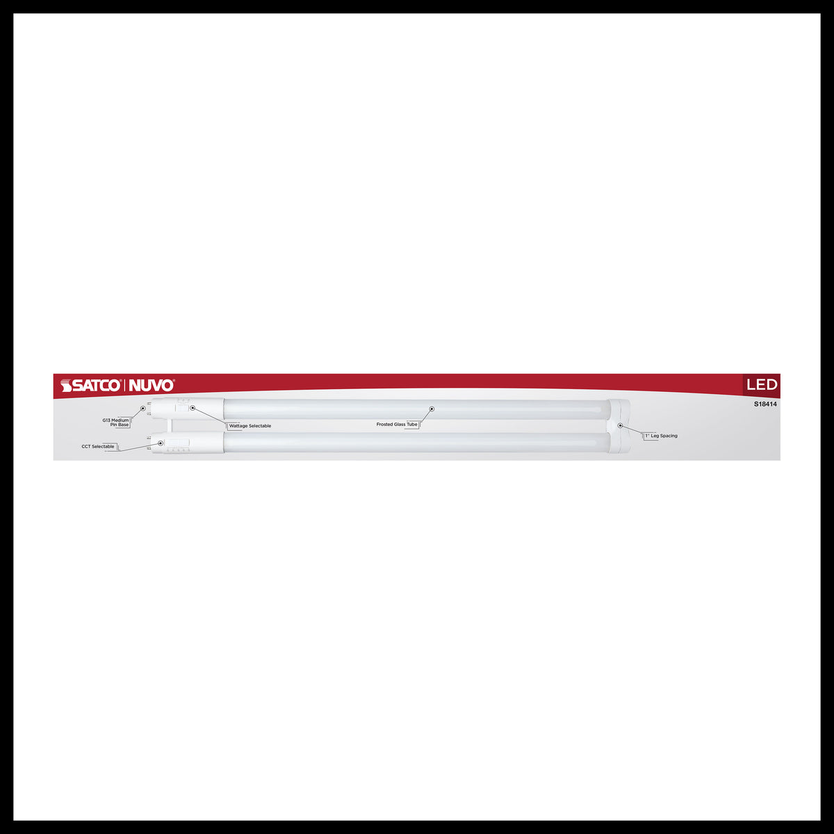 11.5/13/15 Wattage Selectable T8 U-Bend LED - 30K/35K/40K/50K/65K CCT Selectable - 1-Inch - Frost Finish - 120-277 Range Voltage