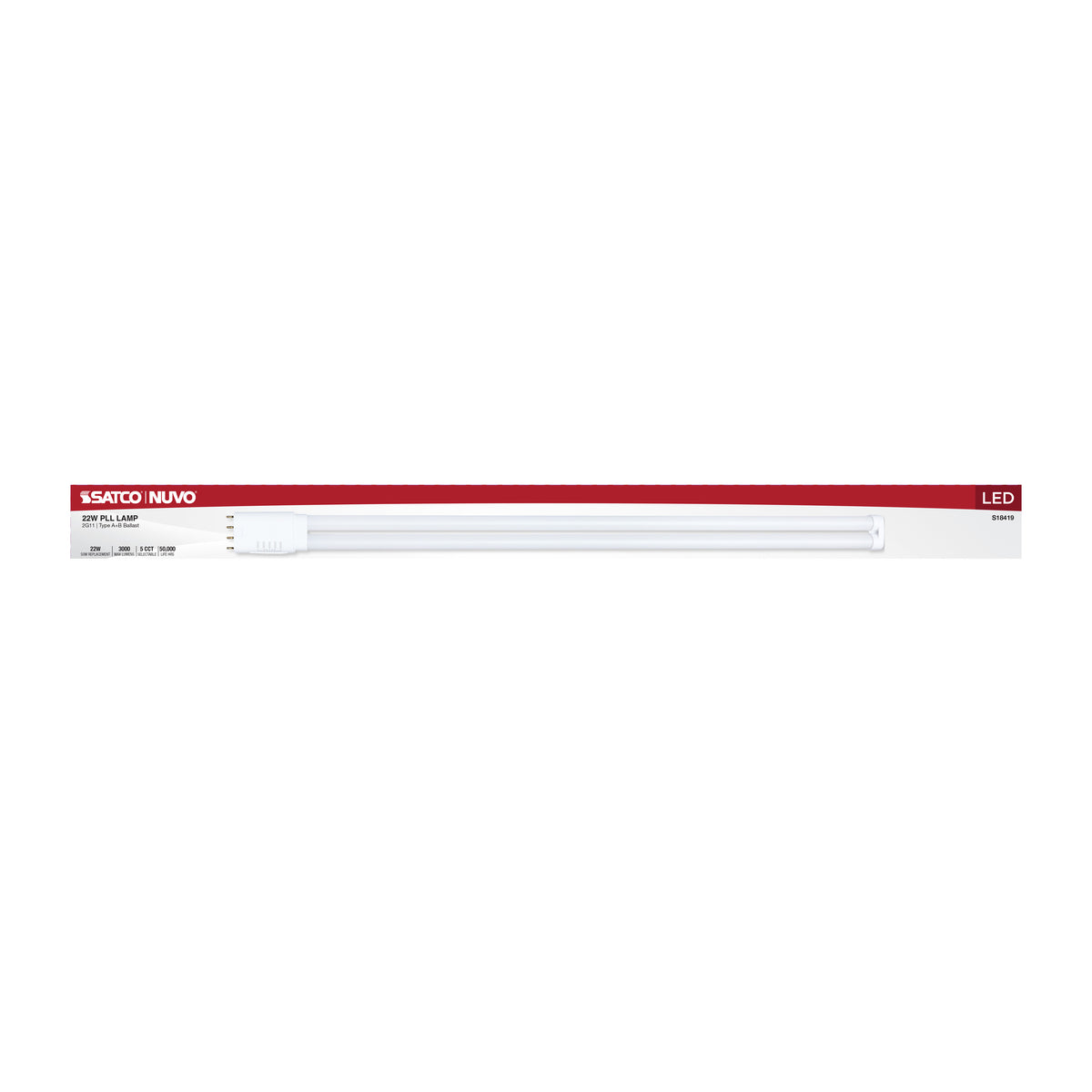 22 Watt PLL LED - 2G11 Base - 30K/35K/40K/50K/65K CCT Selectable - Type A/B - 120-277 Volt