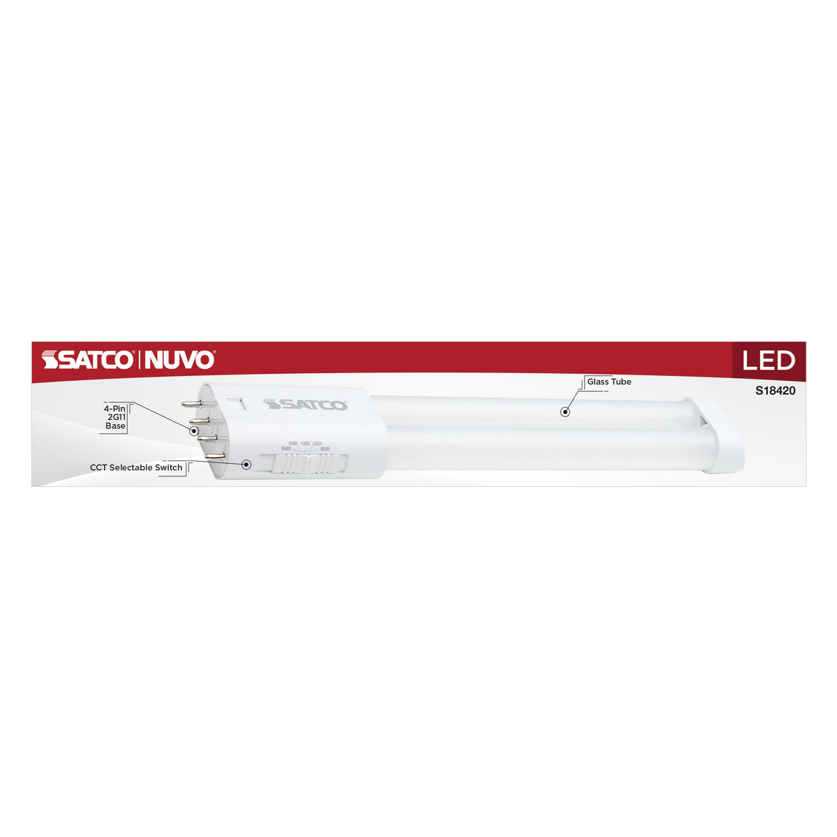 8.5 Watt PLL LED - 2G11 Base - 30K/35K/40K/50K/65K CCT Selectable - Ballast Bypass - 120-277 Volt