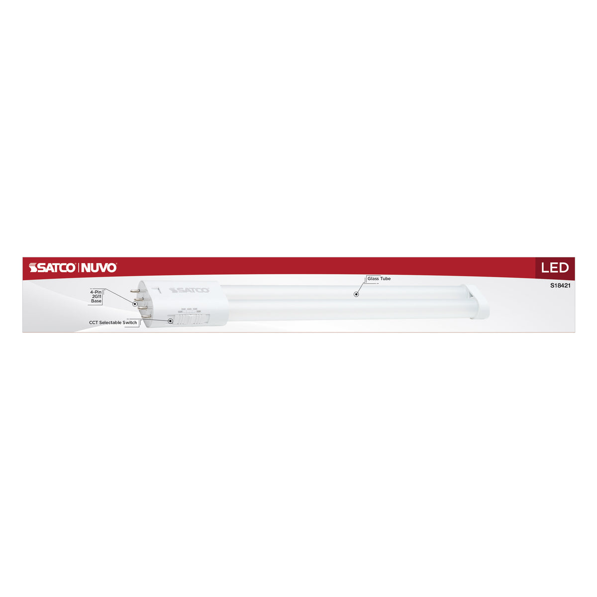 10 Watt PLL LED - 2G11 Base - 30K/35K/40K/50K/65K CCT Selectable - Ballast Bypass - 120-277 Volt