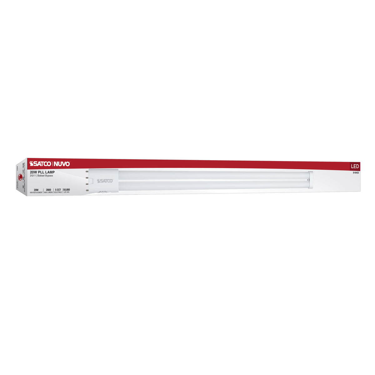 20 Watt PLL LED - 2G11 Base - 30K/35K/40K/50K/65K CCT Selectable - Ballast Bypass - 120-277 Volt