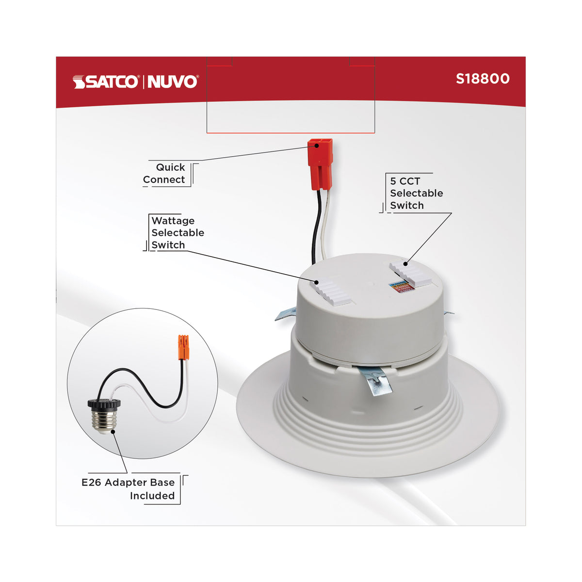 LED Retrofit Downlight - 5/6/7.5 Wattage Selectable - CCT and Lumens Selectable - 120 Volt - ColorQuick and PowerQuick Technology - Round - White Finish