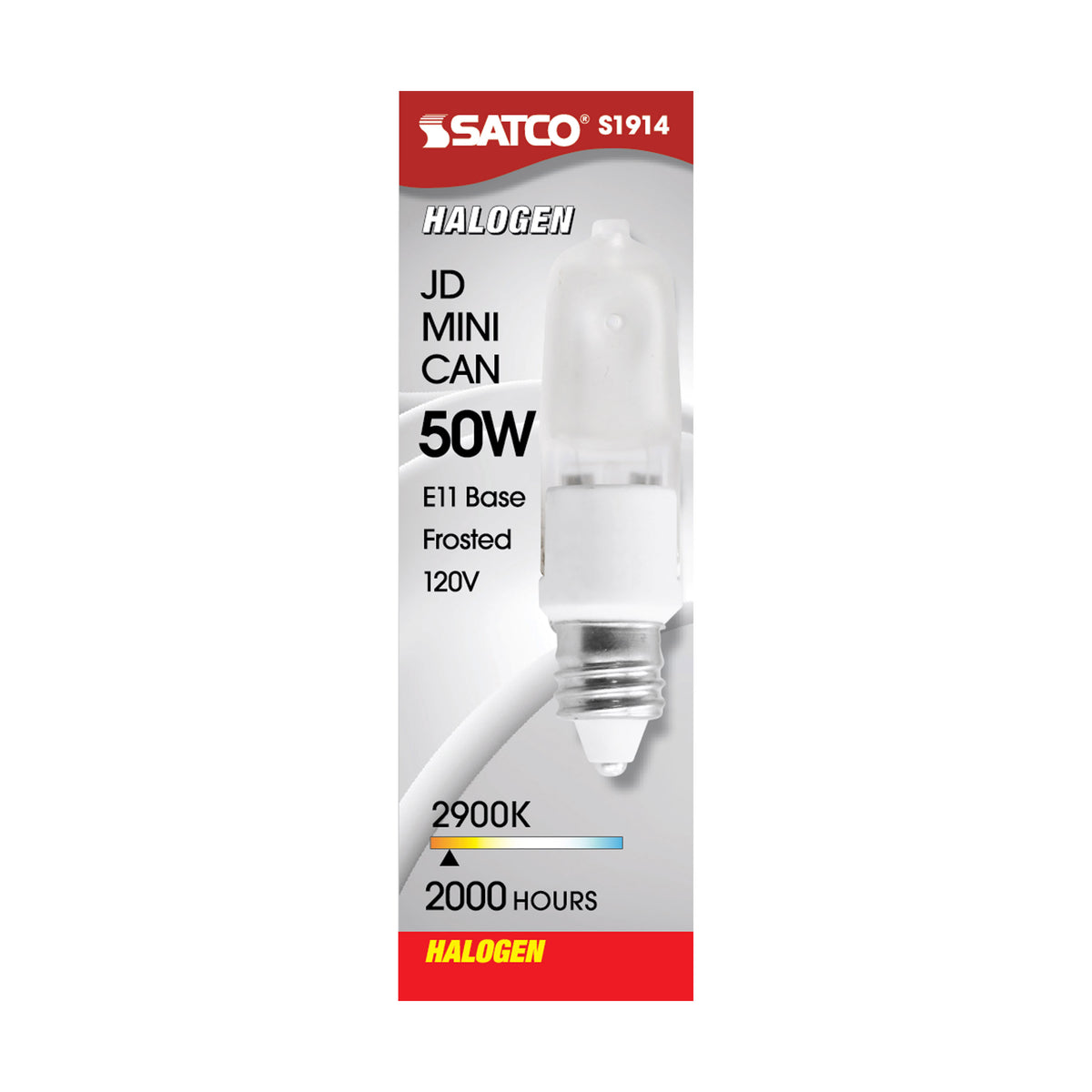 50 Watt - Halogen - T4 - Frosted - 2000 Average rated hours - 675 Lumens - Mini Candelabra base - 120 Volt