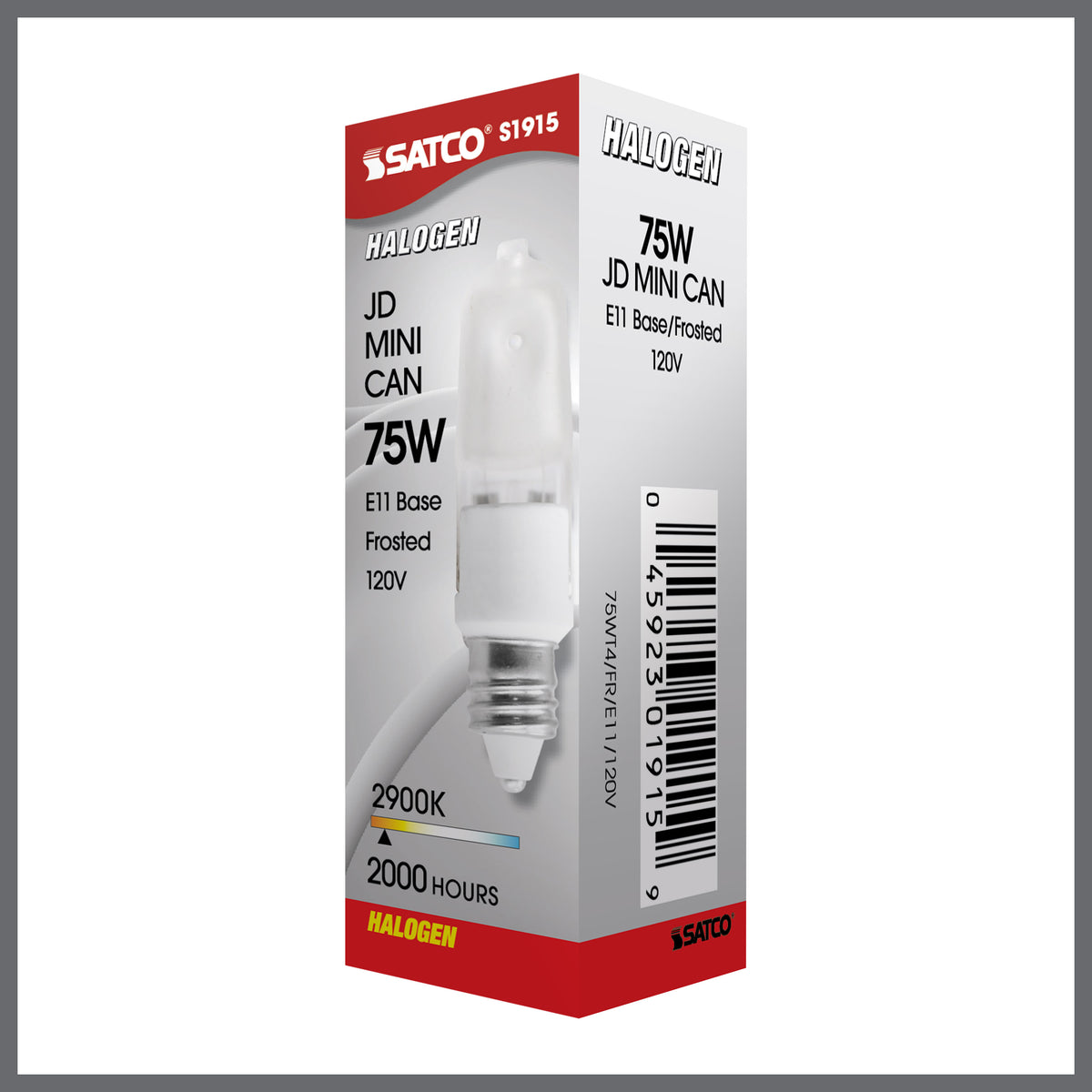 75 Watt - Halogen - T4 - Frosted - 2000 Average rated hours - 1125 Lumens - Mini Candelabra base - 120 Volt