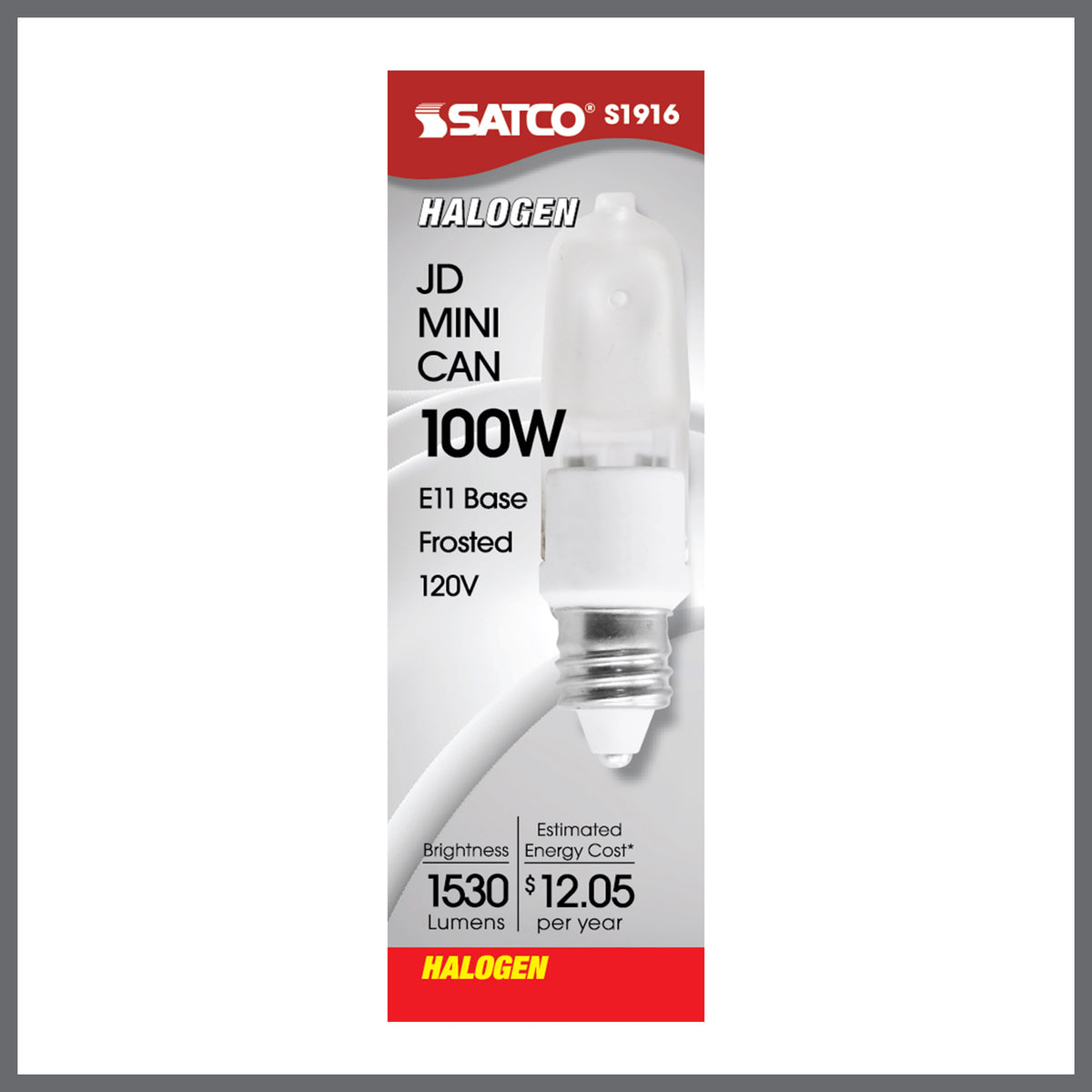 100 Watt - Halogen - T4 - Frosted - 2000 Average rated hours - 1530 Lumens - Mini Candelabra base - 120 Volt