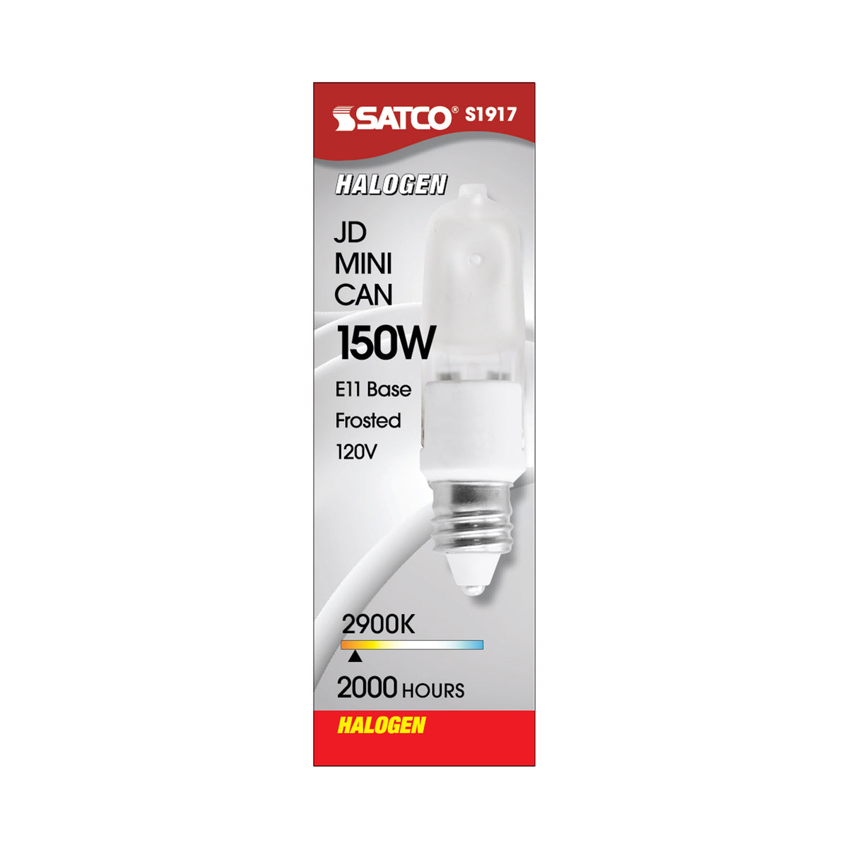 150 Watt - Halogen - T4 1/2 - Frosted - 2000 Average rated hours - 2430 Lumens - Mini Candelabra base - 120 Volt