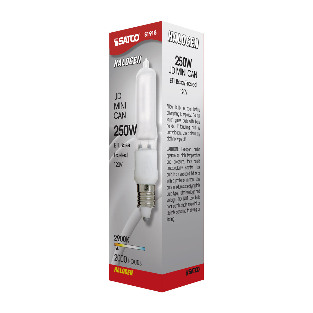 250 Watt - Halogen - T4 1/2 - Frosted - 2000 Average rated hours - 3780 Lumens - Mini Candelabra base - 120 Volt