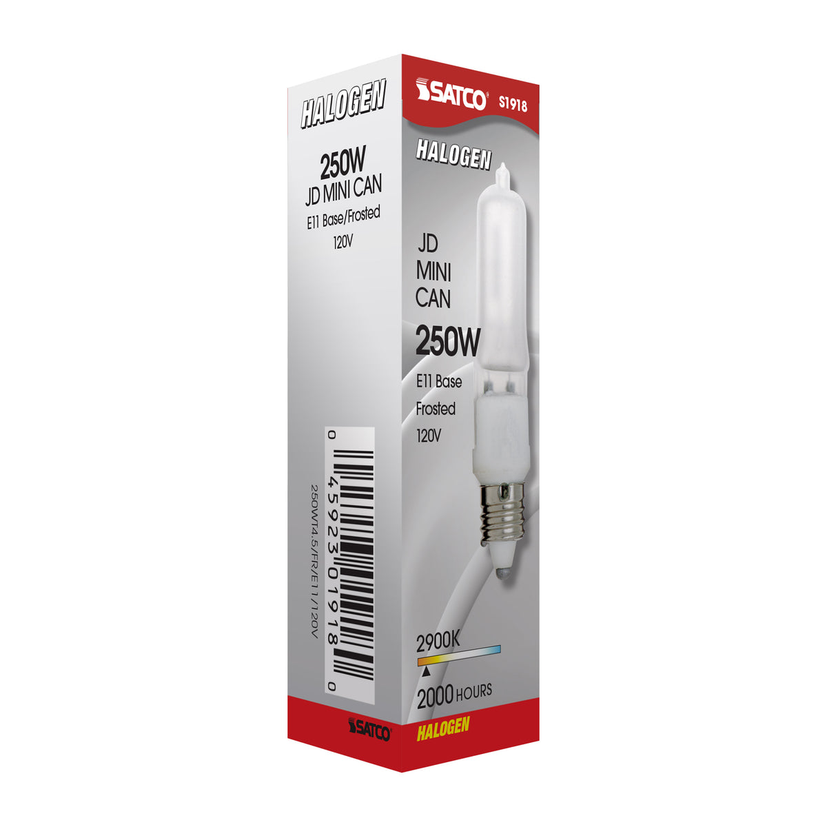 250 Watt - Halogen - T4 1/2 - Frosted - 2000 Average rated hours - 3780 Lumens - Mini Candelabra base - 120 Volt