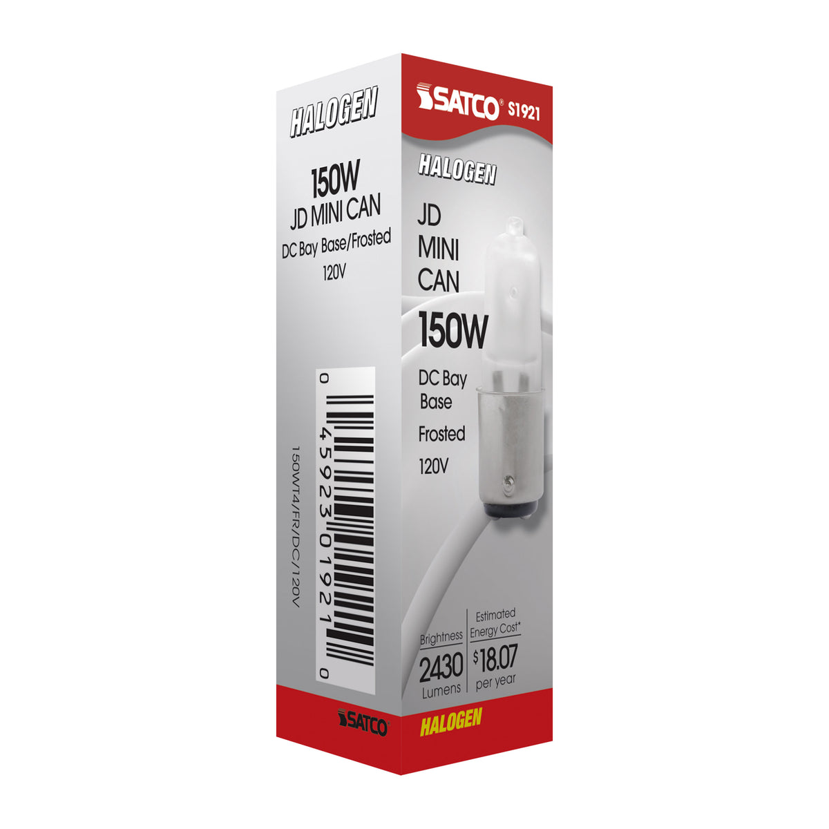 150 Watt - Halogen - T4 1/2 - Frosted - 2000 Average rated hours - 2430 Lumens - DC Bay base - 120 Volt