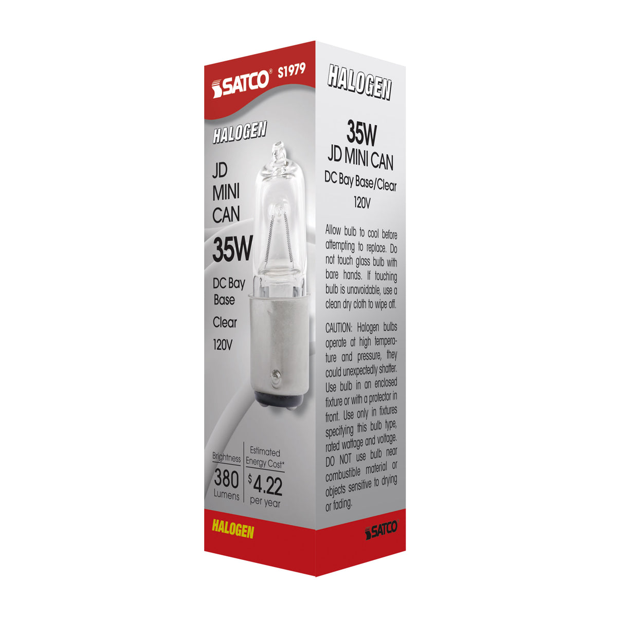 35 Watt - Halogen - T4 - Clear - 2000 Average rated hours - 380 Lumens - DC Bay base - 120 Volt