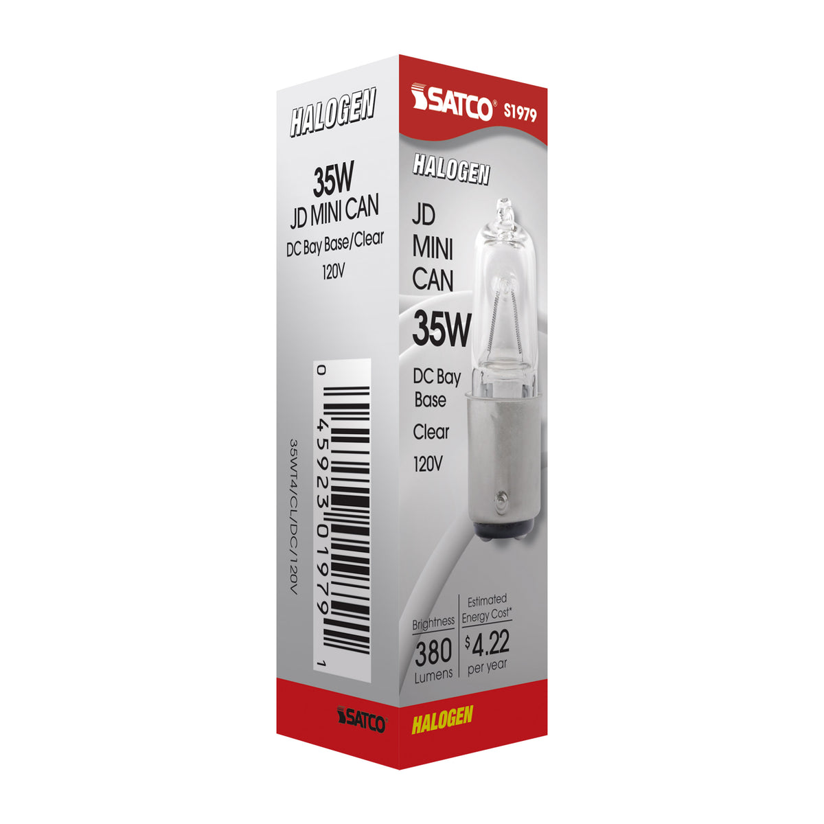 35 Watt - Halogen - T4 - Clear - 2000 Average rated hours - 380 Lumens - DC Bay base - 120 Volt