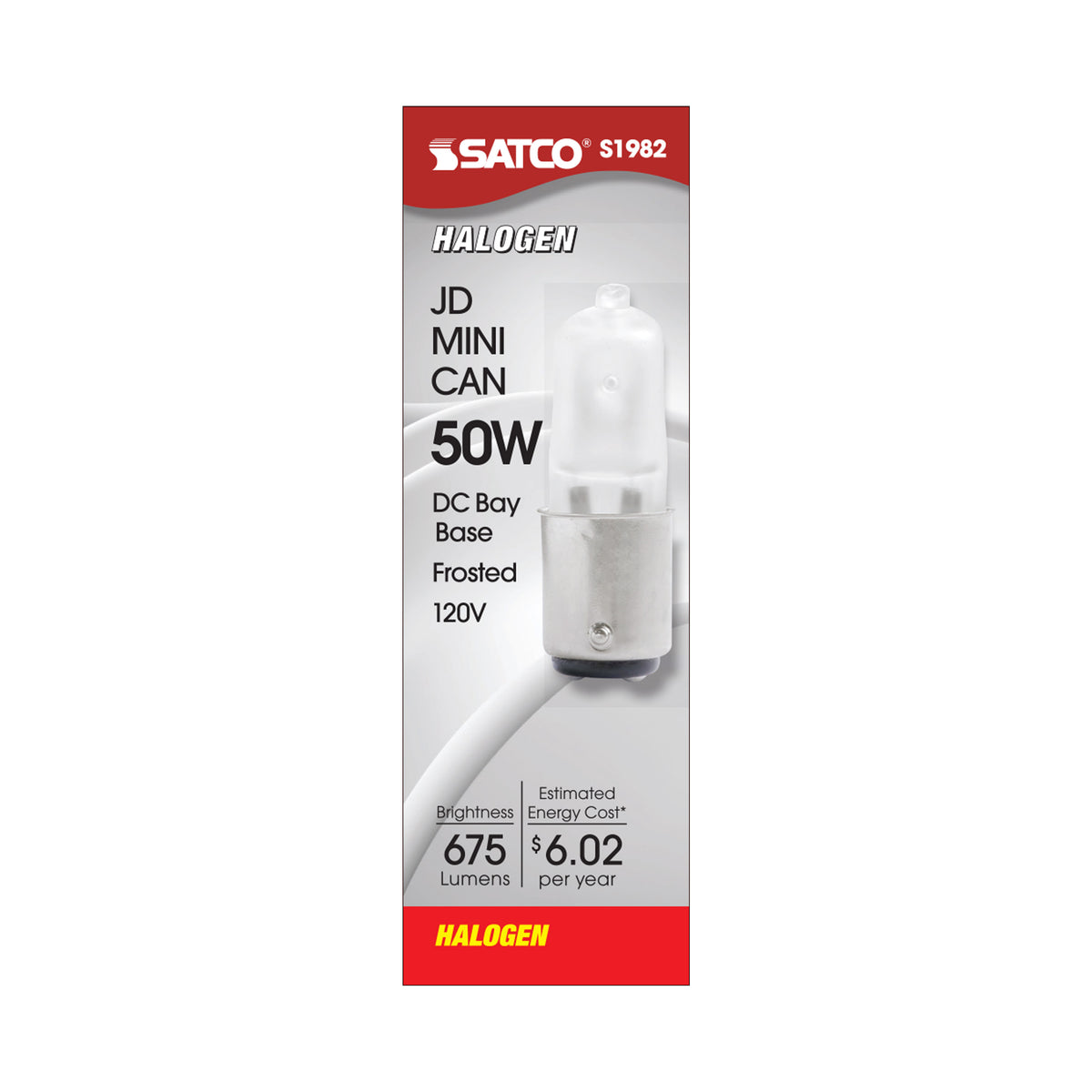 50 Watt - Halogen - T4 - Frosted - 2000 Average rated hours - 675 Lumens - DC Bay base - 120 Volt
