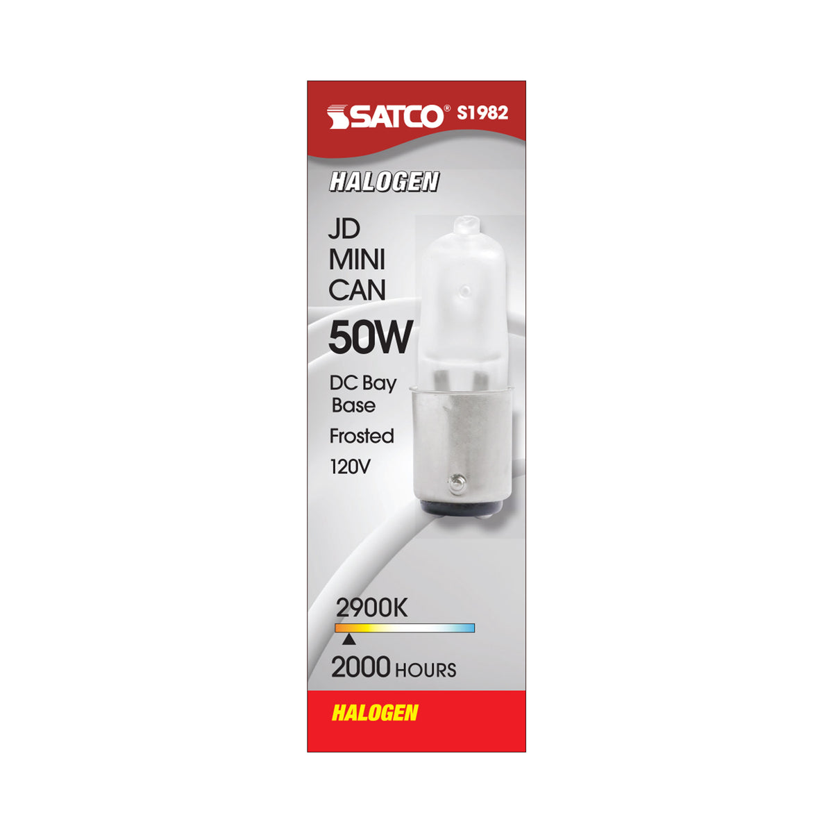 50 Watt - Halogen - T4 - Frosted - 2000 Average rated hours - 675 Lumens - DC Bay base - 120 Volt